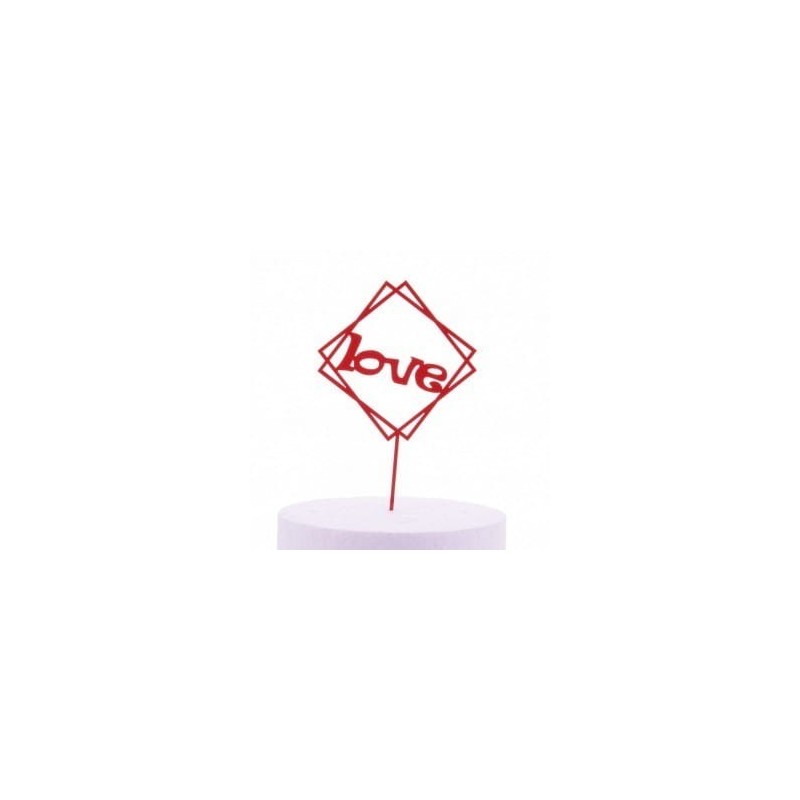 TOPPER NA TORT LOVE CZERWONY KWADRAT TOPPER NA TORT LOVE CZERWONY KWADRAT