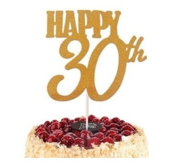 ZŁOTY BROKAT TOPPER HAPPY 30TH