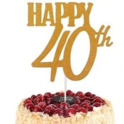 TOPPER NA TORT ZŁOTY HAPPY 40