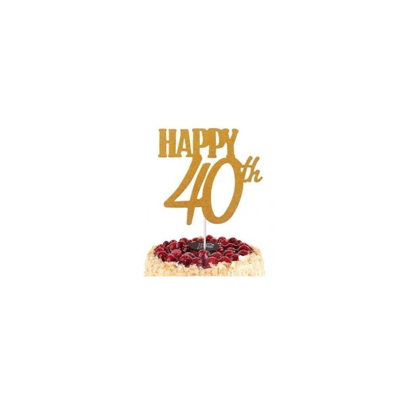 TOPPER NA TORT ZŁOTY HAPPY 40