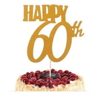 ZŁOTY BROKAT TOPPER HAPPY 60TH