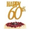 ZŁOTY BROKAT TOPPER HAPPY 60TH