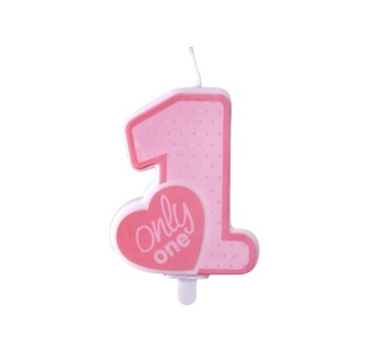 ŚWIECZKA URODZINOWA RÓŻOWA ONLY ONE CYFRA 1 (8 CM)