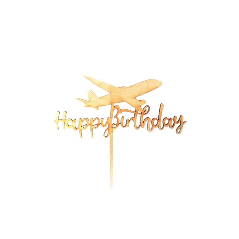 ZŁOTY TOPPER HAPPY BIRTHDAY Z SAMOLOTEM (15 CM) ZŁOTY TOPPER HAPPY BIRTHDAY Z SAMOLOTEM (15 CM)