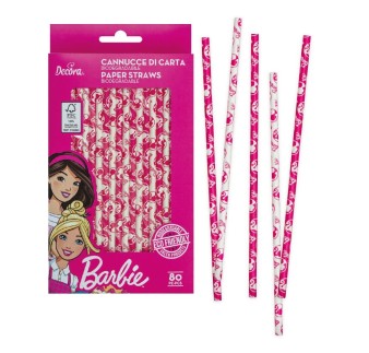 SŁOMKI PAPIEROWE BARBIE (80 SZT)