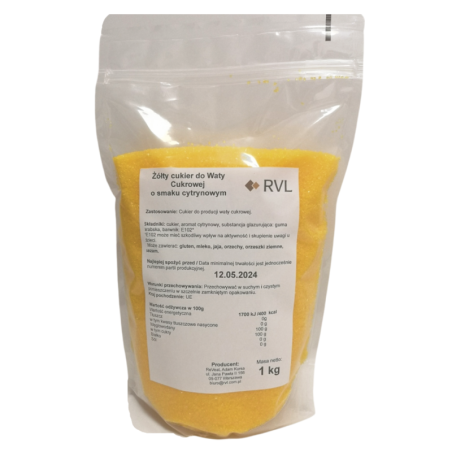 CUKIER DO WATY CUKROWEJ ŻÓŁTY O SMAKU CYTRYNOWYM (1 KG)