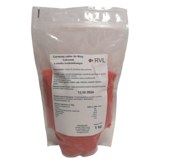 CUKIER DO WATY CUKROWEJ CZERWONY O SMAKU TRUSKAWKOWYM (1 KG)
