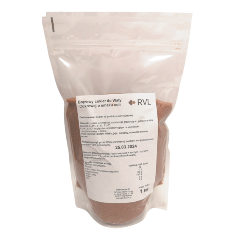 CUKIER DO WATY CUKROWEJ BRĄZOWY O SMAKU COLI (1 KG) CUKIER DO WATY CUKROWEJ BRĄZOWY O SMAKU COLI (1 KG)