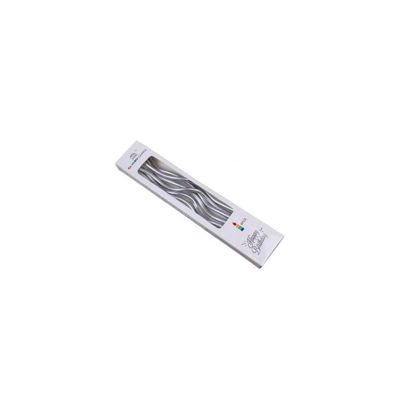 ŚWIECZKI KRĘCONE SREBRNE 14 CM (6 SZT)