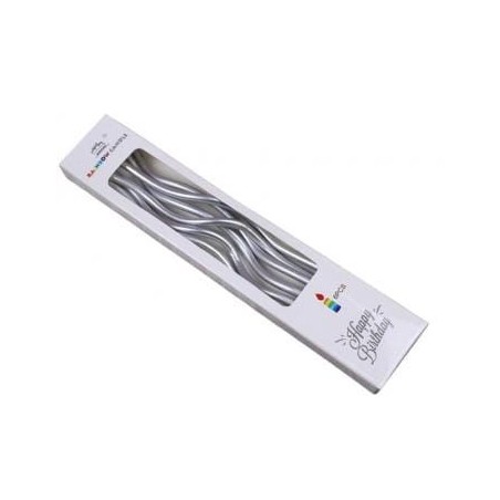 ŚWIECZKI KRĘCONE SREBRNE 14 CM (6 SZT)