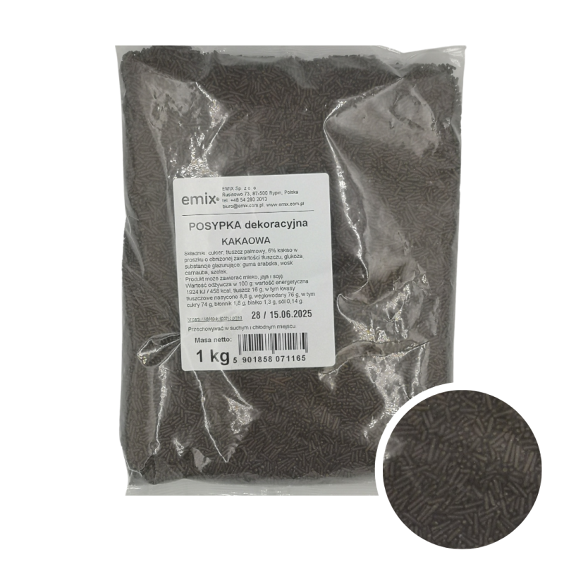 POSYPKA DEKORACYJNA KAKAOWE PAŁECZKI (1 KG)