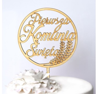 TOPPER PIERWSZA KOMUNIA ŚW. KŁOSY (12CM)