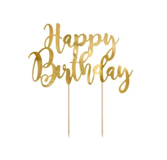 ZŁOTY TOPPER HAPPY BIRTHDAY  (15 CM)