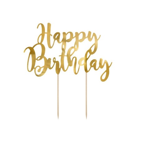 ZŁOTY TOPPER HAPPY BIRTHDAY  (15 CM)