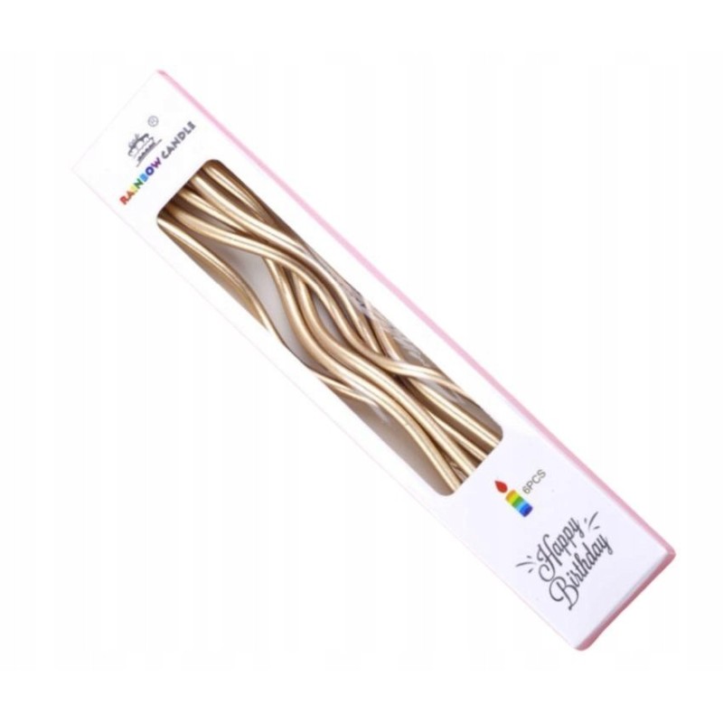 ŚWIECZKI KRĘCONE CHAMPAGNE 14 CM (6 SZT)