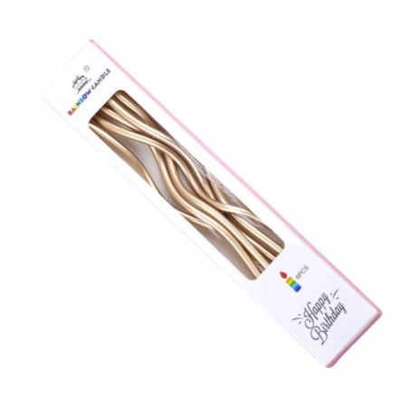 ŚWIECZKI KRĘCONE CHAMPAGNE 14 CM (6 SZT)