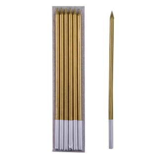 ŚWIECZKI PROSTE ZŁOTE 14 CM (6 SZT)