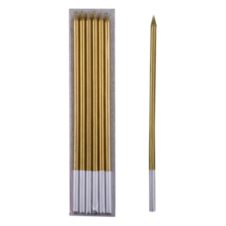ŚWIECZKI PROSTE ZŁOTE 14 CM (6 SZT)
