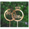 TOPPER ZŁOTA PLEXI OBRĄCZKI MR&MRS (12 CM)