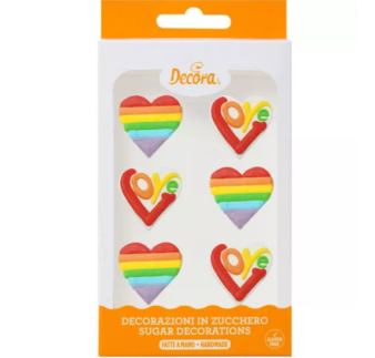 CUKROWE TĘCZOWE SERCA (6 SZT)