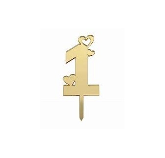 TOPPER ZŁOTA JEDYNKA SERDUSZKA (10 CM)