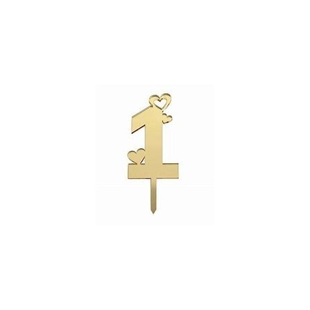 TOPPER ZŁOTA JEDYNKA SERDUSZKA (10 CM)