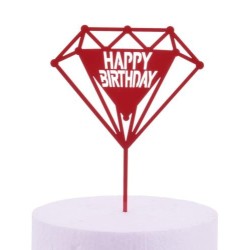 TOPPER CZERWONY DIAMENT HAPPY BIRTHDAY (1 SZT)