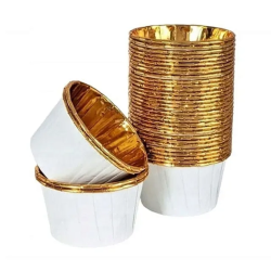 PAPILOKI DO MUFFINEK BIAŁO ZŁOTE (100 SZT)