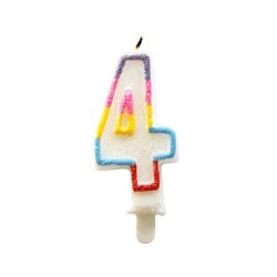 ŚWIECZKA URODZINOWA TĘCZA CYFRA 4 (1 SZT)