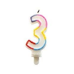 ŚWIECZKA URODZINOWA TĘCZA CYFRA 3 (1 SZT)