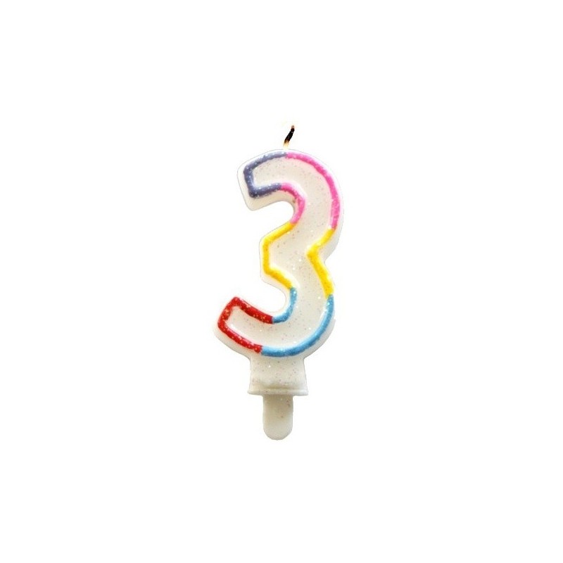 ŚWIECZKA URODZINOWA TĘCZA CYFRA 3 (1 SZT)