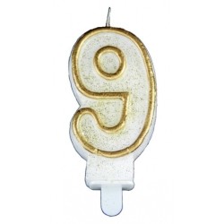 ŚWIECZKA URODZINOWA ZŁOTA CYFRA 9 (1 SZT)