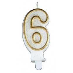 ŚWIECZKA URODZINOWA ZŁOTA CYFRA 6 (1 SZT)