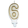 ŚWIECZKA URODZINOWA ZŁOTA CYFRA 6 (1 SZT)