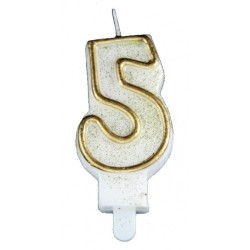ŚWIECZKA URODZINOWA ZŁOTA CYFRA 5 (1 SZT)