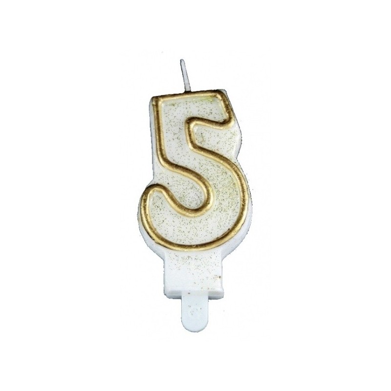 ŚWIECZKA URODZINOWA ZŁOTA CYFRA 5 (1 SZT)