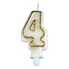 ŚWIECZKA URODZINOWA ZŁOTA CYFRA 4 (1 SZT)