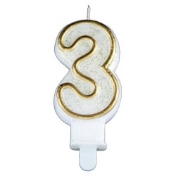 ŚWIECZKA URODZINOWA ZŁOTA CYFRA 3 (1 SZT)