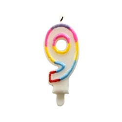 ŚWIECZKA URODZINOWA TĘCZA CYFRA 9 (1 SZT)
