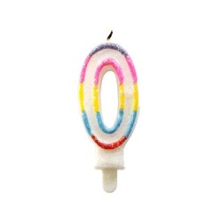 ŚWIECZKA URODZINOWA TĘCZA CYFRA 0 (1 SZT)