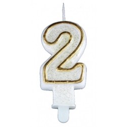 ŚWIECZKA URODZINOWA ZŁOTA CYFRA 2 (1 SZT)