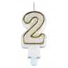 ŚWIECZKA URODZINOWA ZŁOTA CYFRA 2 (1 SZT)