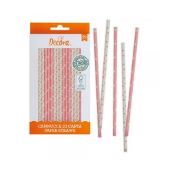 SŁOMKI PAPIEROWE RÓŻOWE (80 SZT)