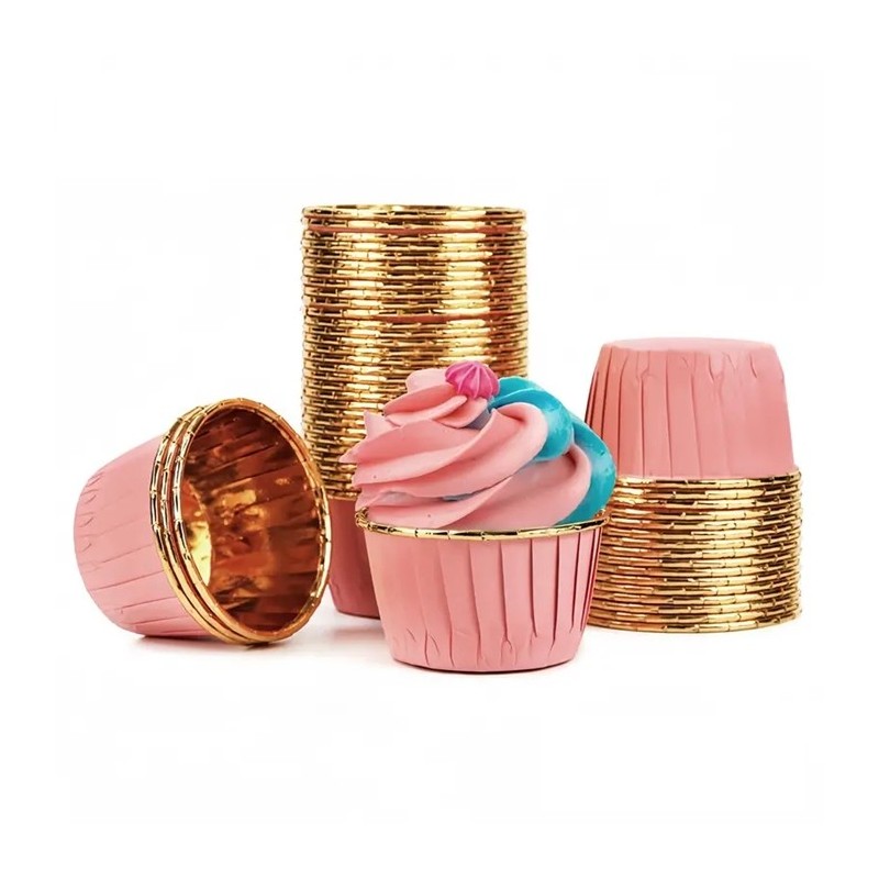 PAPILOTKI DO MUFFINEK RÓŻOWO ZŁOTE (50 SZT)
