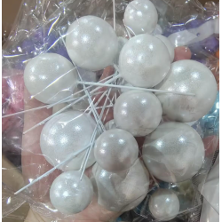 TOPPER KULKI NA DRUCIKU BIAŁE PERŁOWE (20 SZT) 