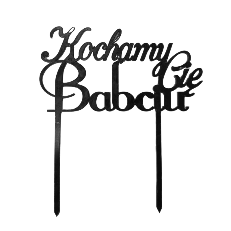 TOPPER CZARNY KOCHAMY CIĘ BABCIU (1 SZT)