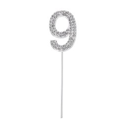 TOPPER SREBRNY Z CYRKONIAMI CYFRA 9 (1 SZT)