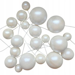 TOPPER KULKI NA DRUCIKU BIAŁE PERŁOWE (20 SZT) 