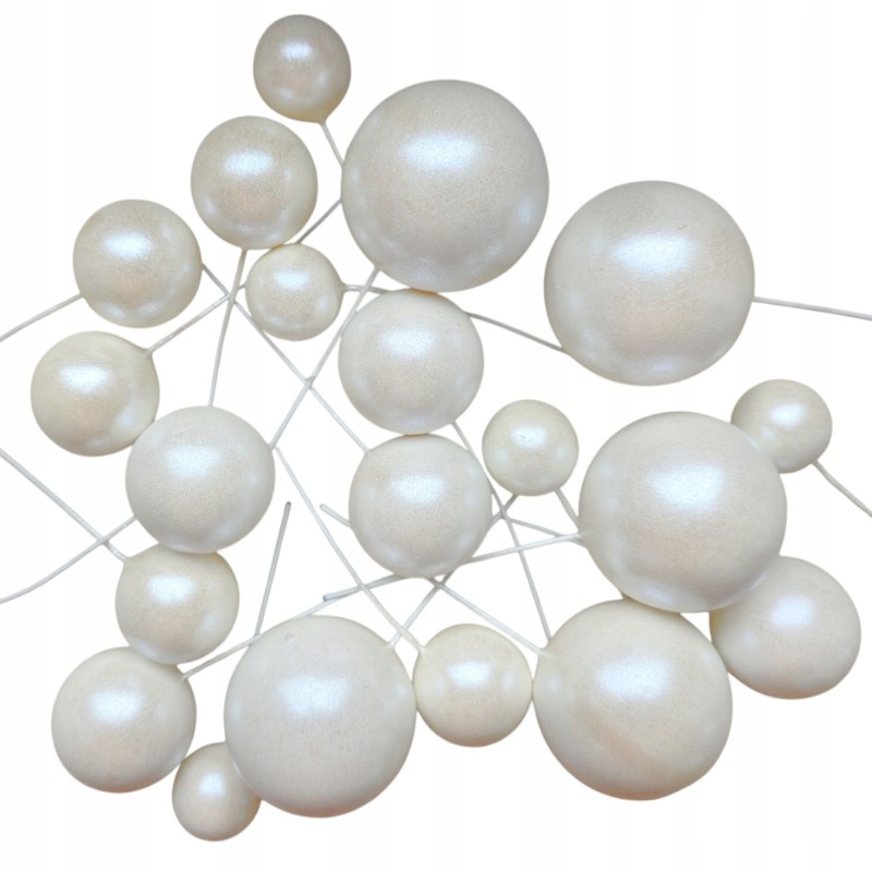 TOPPER KULKI NA DRUCIKU BIAŁE PERŁOWE (20 SZT) 