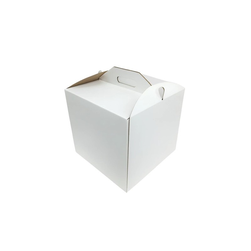 KARTON NA TORT BIAŁY Z RĄCZKĄ 360x360x320 MM